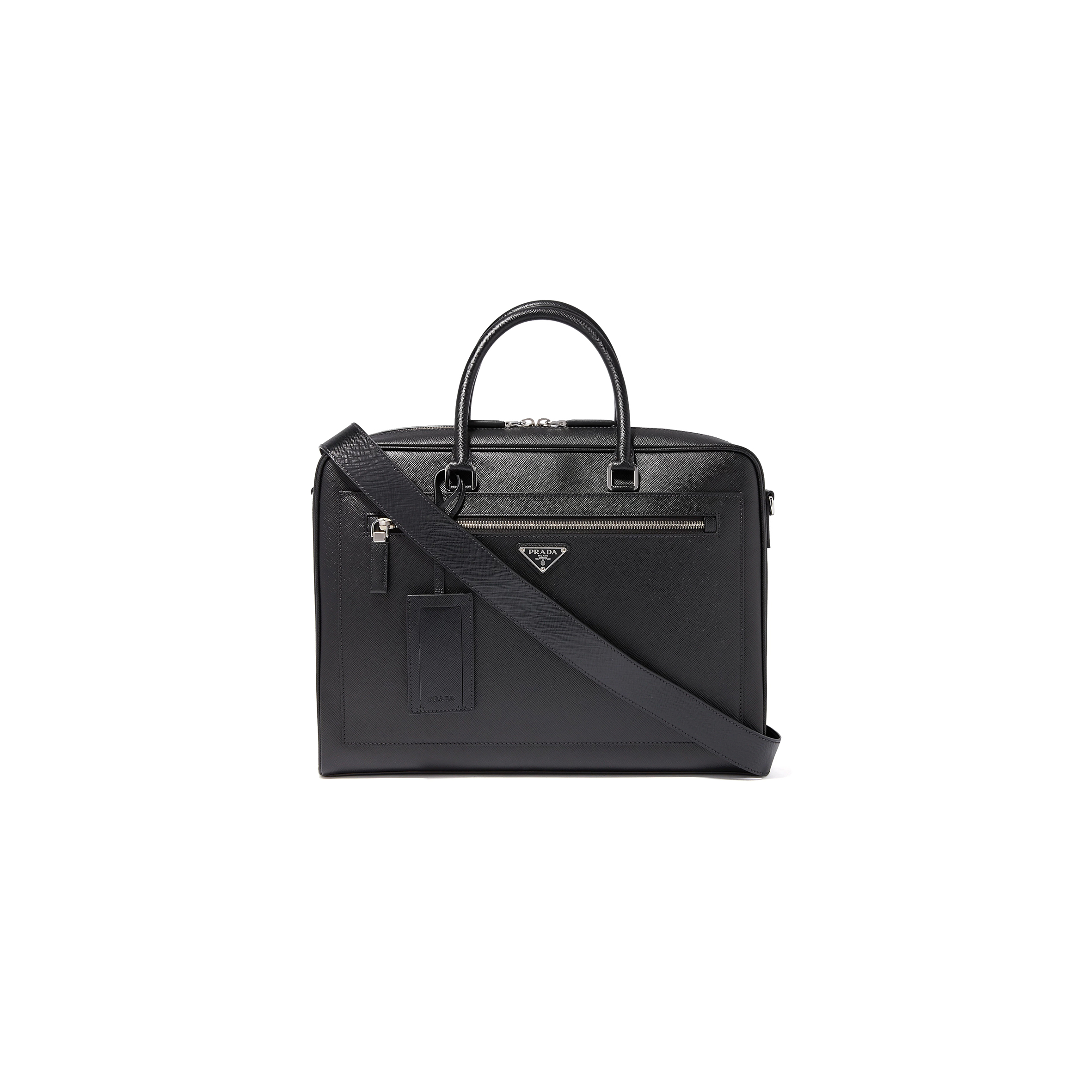 Pra*a triangle logo saffiano leather briefcase 2ve016 (38*28*7cm)